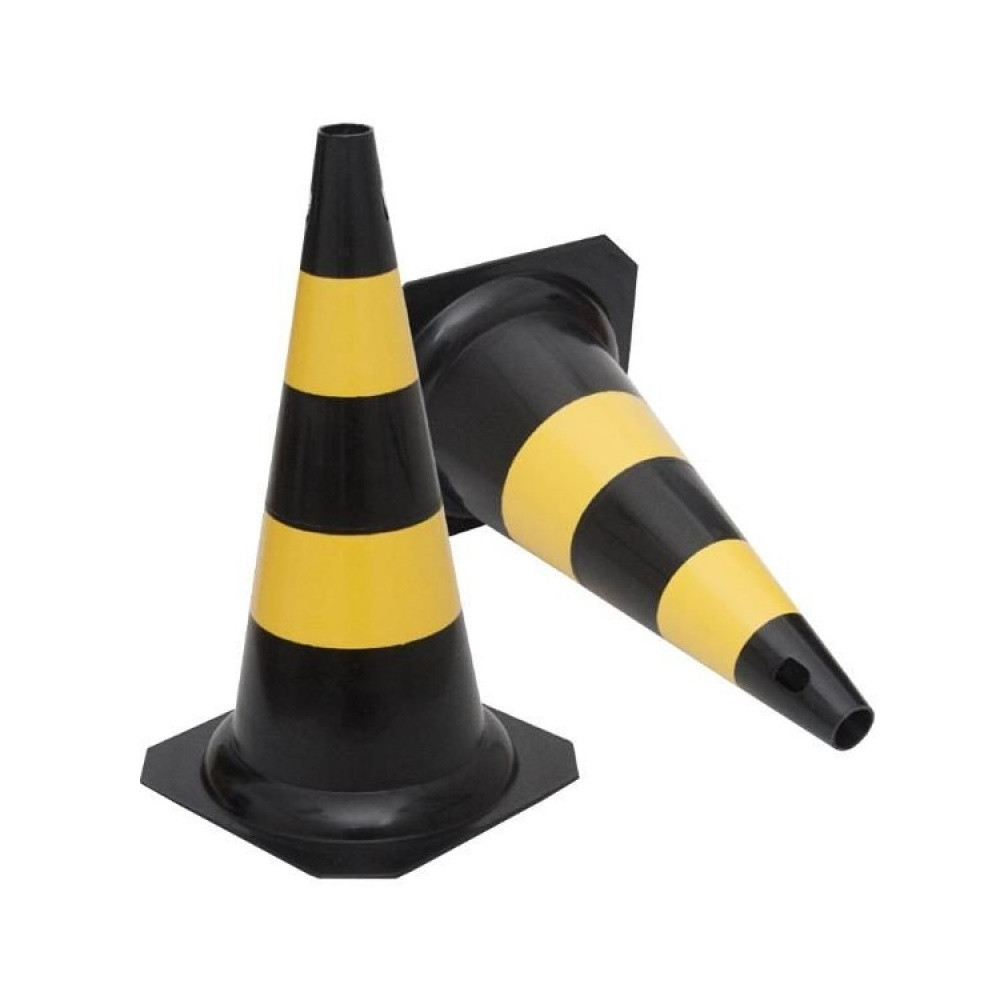 Cone Sinalização 75cm Preto/amarelo - Plastcor