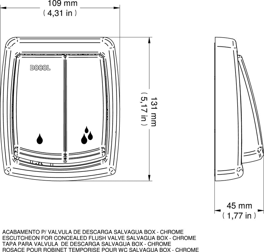 Acabamento para Válvula de Descarga Salvágua Box Cromado - Docol