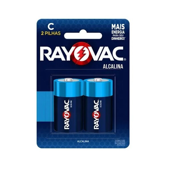 Pilha Alcalina Média C2 Cartela com 2 Unidades Rayovac