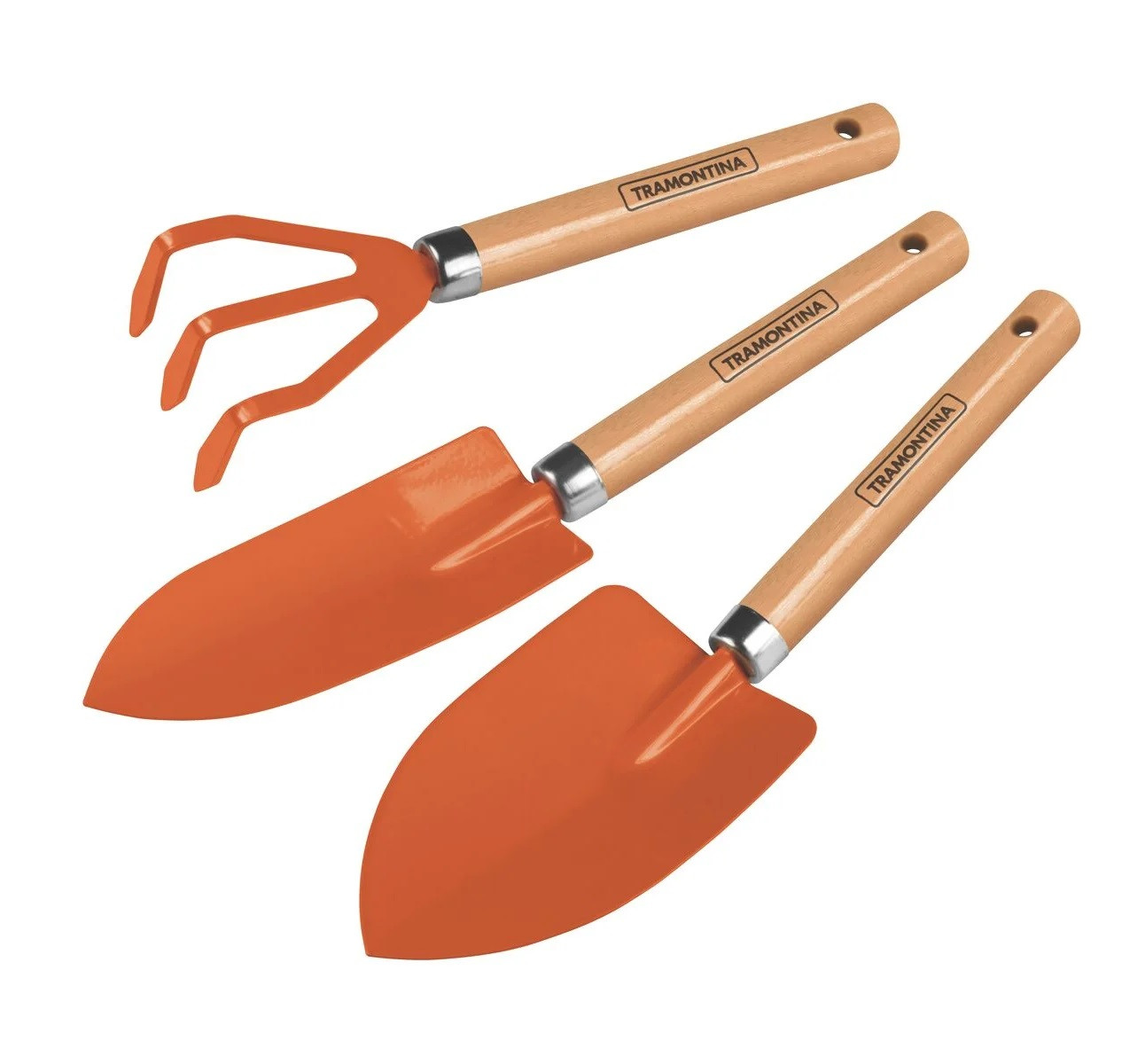 Conjunto para Jardinagem Metálicas com Cabo de Madeira, 3 Peças - Tramontina