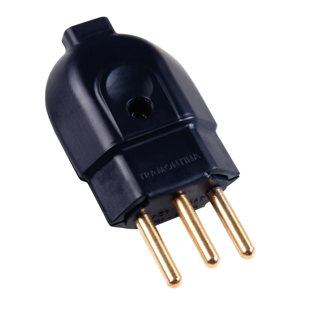 Plugue Macho Reto 2p+t 20a 250v Preto - Tramontina