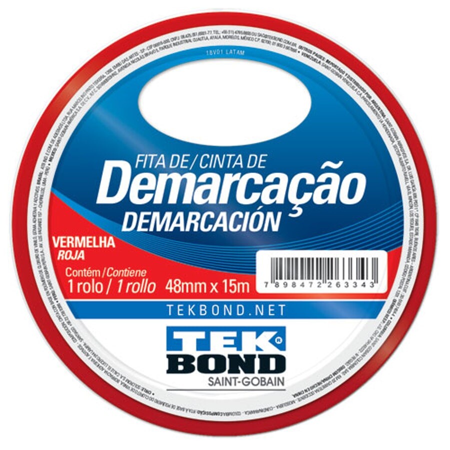 Fita de Demarcação Vermelha 48mm X 15m - Tekbond