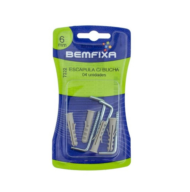 Escápula Zincada 3,4x60mm com Bucha 06mm com 4 Peças - Bemfixa