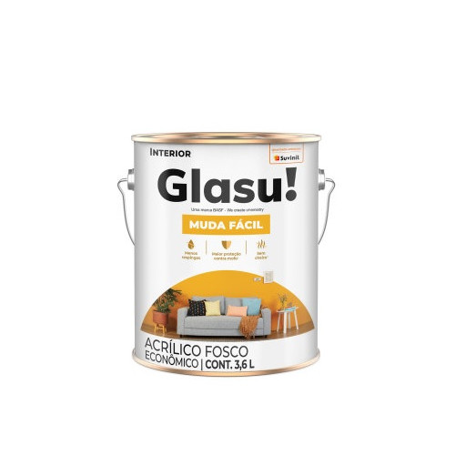 Suvinil Glasu Acrilico Economico Fosco Muda Facil Branco Neve 3.6l