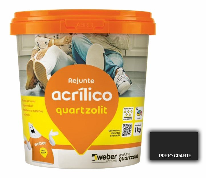 Rejunte Acrilico 1kg Quartzolit Preto Grafite