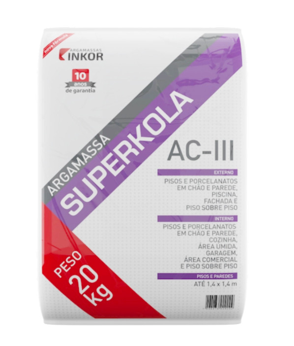 Cimento Cola Aciii Superkola 20kg Inkor Cinza