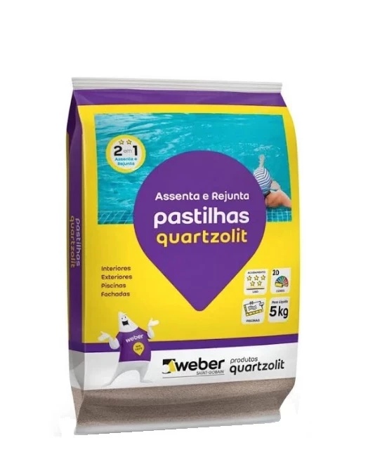 Cimento Cola Pastilhas de Vidro Int/ext 5kg Quartzolit Branco