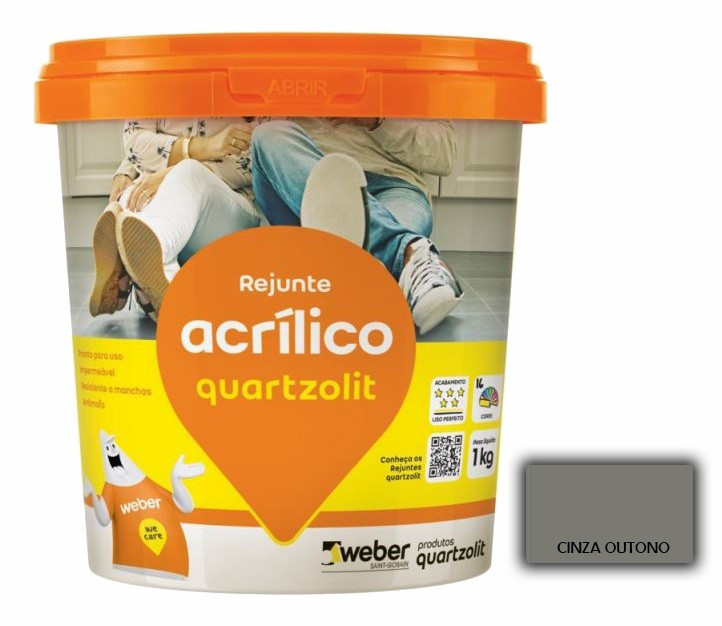 Rejunte Acrilico 1kg Quartzolit Cinza Outono