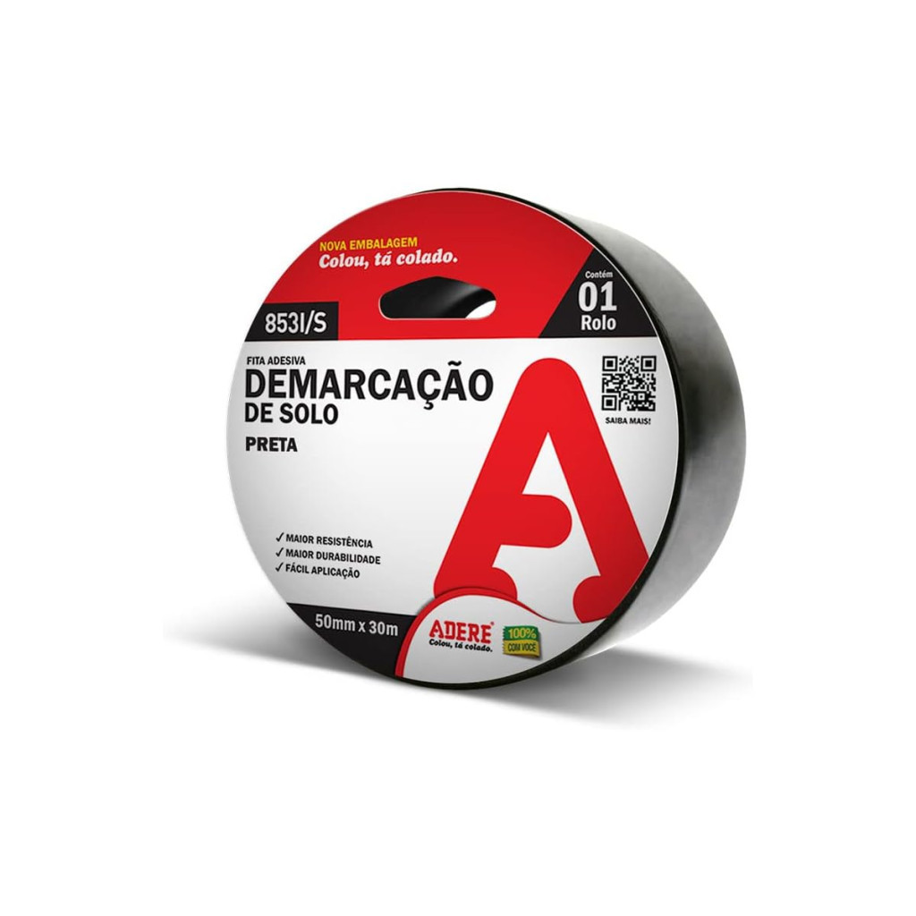 Fita Demarcação de Solo Preta 853i/s 50mmx30m
