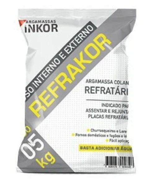Argamassa Refrataria Alta Temperatura Refrakor 5kg Inkor Cinza