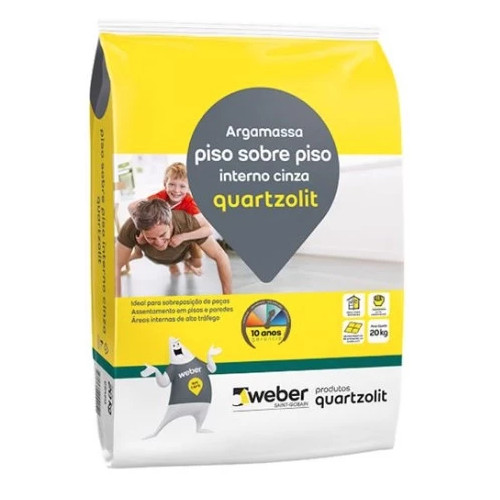 Cimento Cola Piso Sobre Piso Interno 20kg Quartzolit Cinza