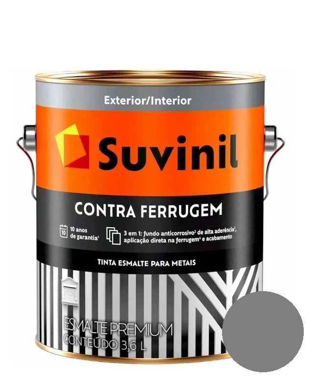 Suvinil Esm Sint Contra Ferrugem Brilhante 3.6l Cinza Medio