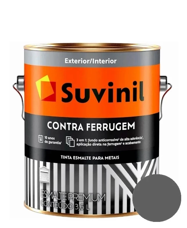 Suvinil Esm Sint Contra Ferrugem Brilhante 3.6l Cinza Escuro
