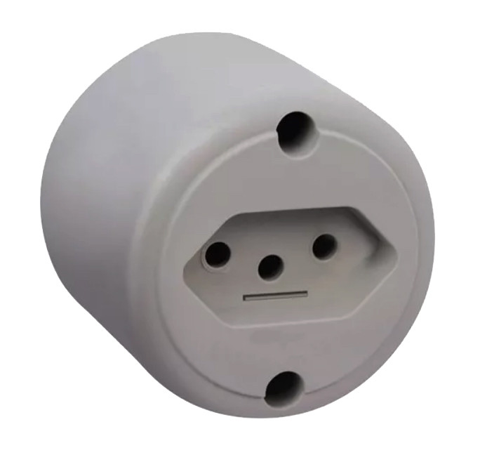 Tomada Redonda Sobrepor Pad  2p+t 20a/250v Cinza Fame 08214240