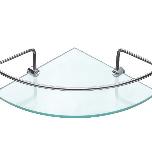 Prateleira de Canto Vidro C/haste de Metal 20x20cm Pr3031-1