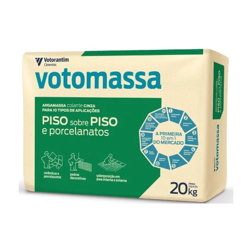 Cimento Cola Piso Sobre Piso Int/ext 20 Kg Votomassa Cinza