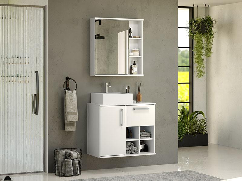 Conjunto Balcão para Banheiro Bia 70 Branco - Bosi