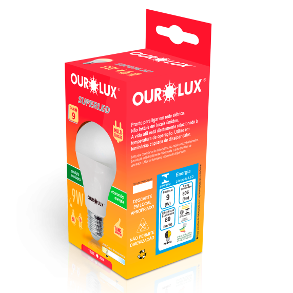Lâmpada Superled Ouro 9w 3000k - Ourolux