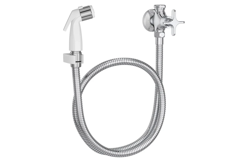 Ducha Higiênica com Registro e Derivação Flex Branca e Cromada 120cm - Deca