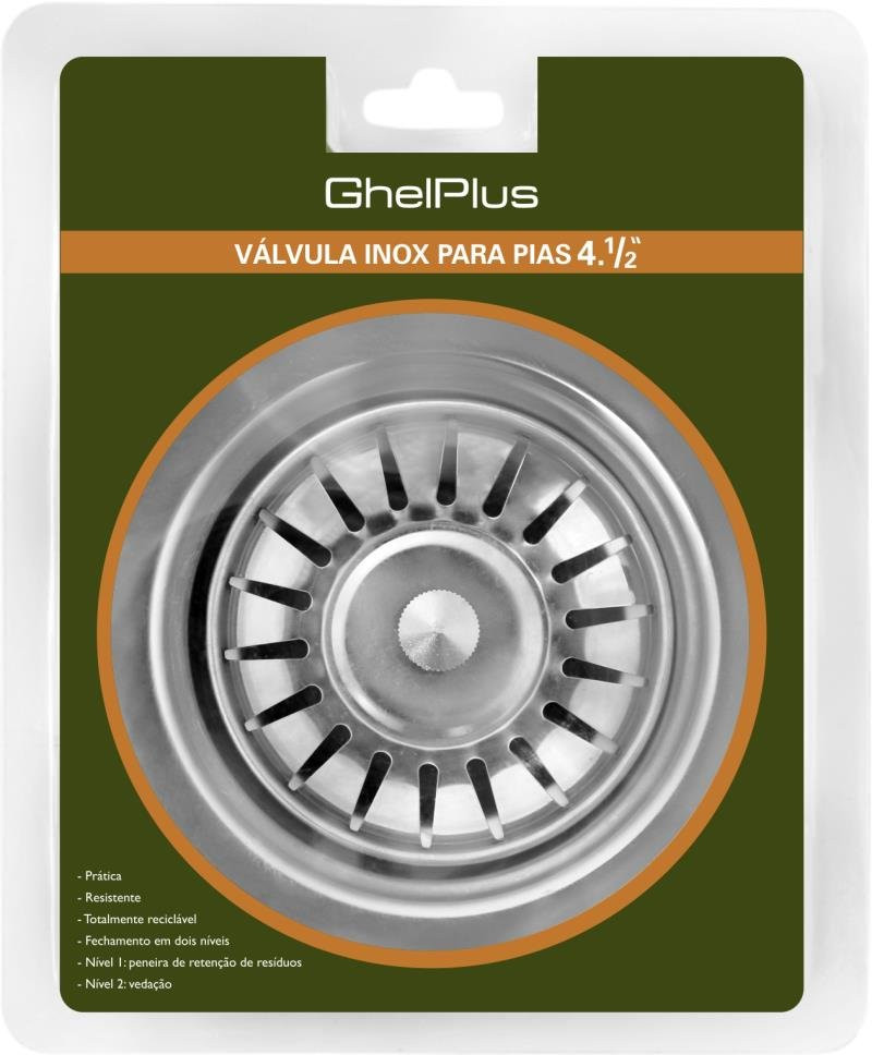 Válvula para Pia Inox Padrão 4,5'' - Ghelplus