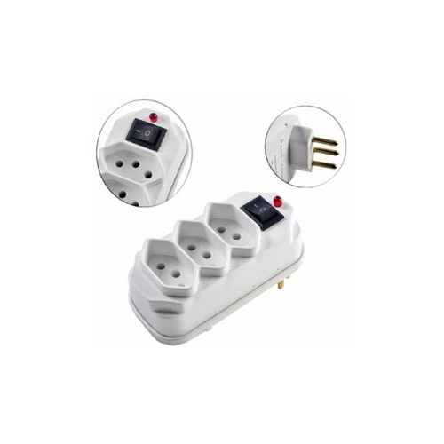 Adaptador Tomada Te Triplo C/ Protetor On/off 2p+t