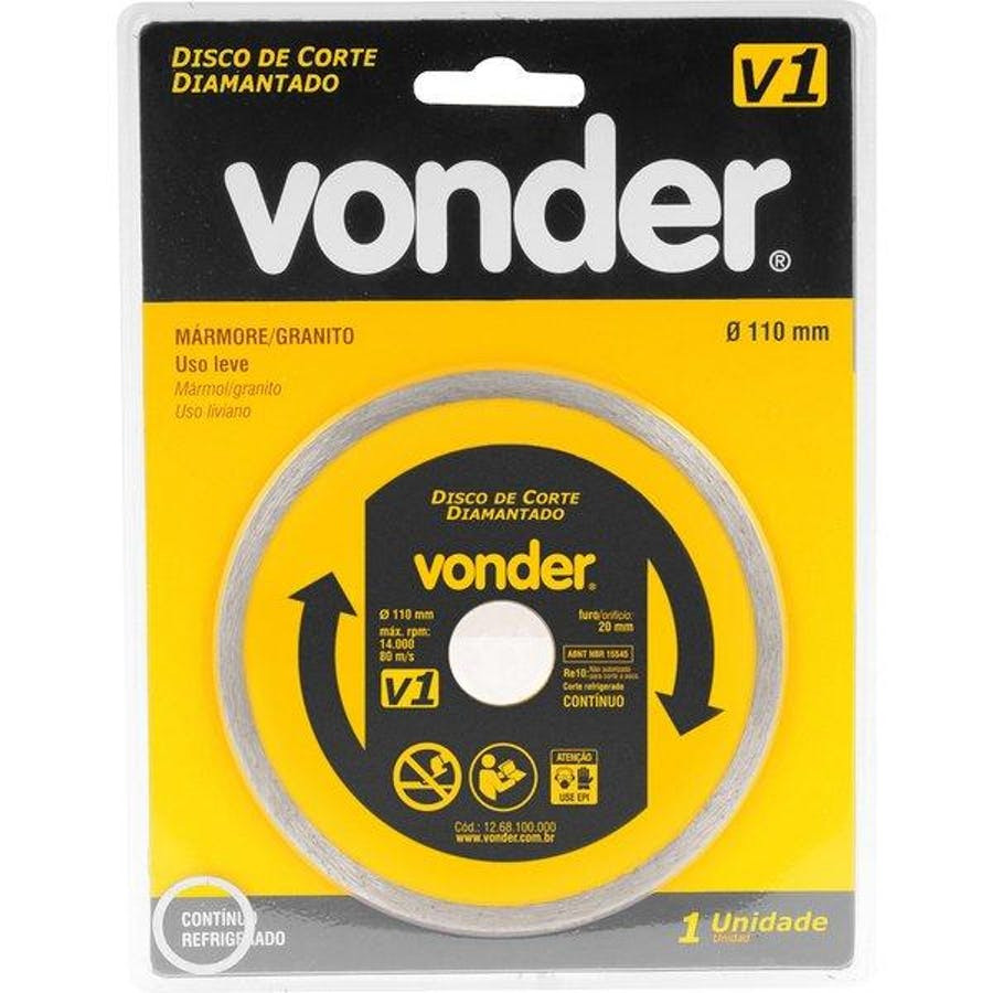 Disco de Corte V1 110 X 20mm para Mármore - Vonder