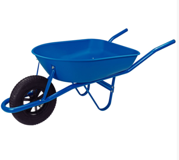 Carrinho de Mão com Caçamba Rasa Plástica Azul 50 L, Braço Metálico e Pneu com Câmara - Tramontina