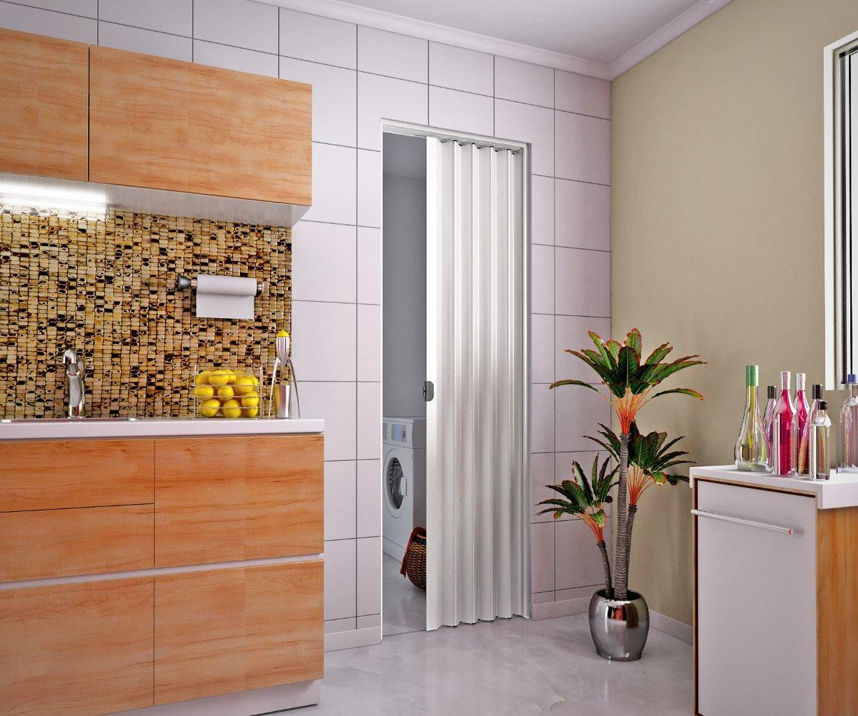 Porta Pvc Sanfonada 70cm Branca Plasbil