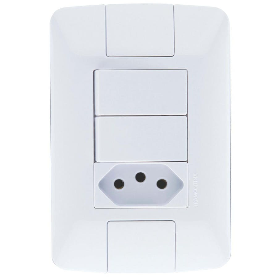Conjunto 2 Interruptores Simples Aria 4 X 2250v/ 6a + 1 Tomada 2p + T250v/ 10a - Tramontina