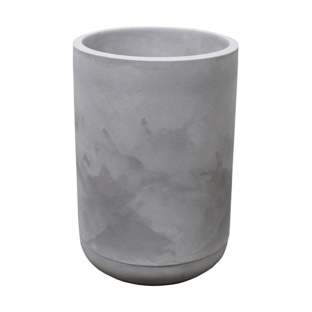 Conjunto Vaso e Prato em Cimento Queimado Match 36 Japi