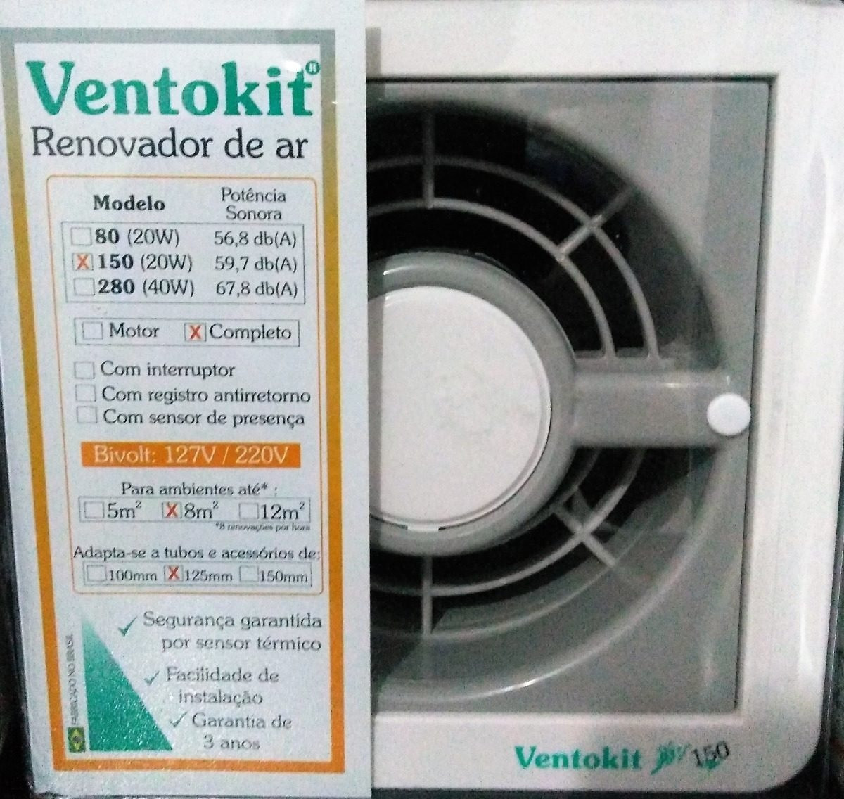 Exaustor Ventokit 15x15 Ate 9m²  Modelo150