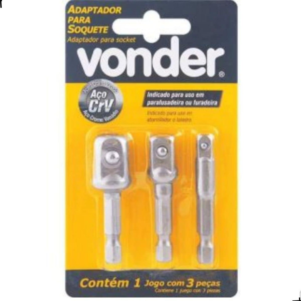Adaptador para Soquetes Jogo com 3 Peças - Vonder