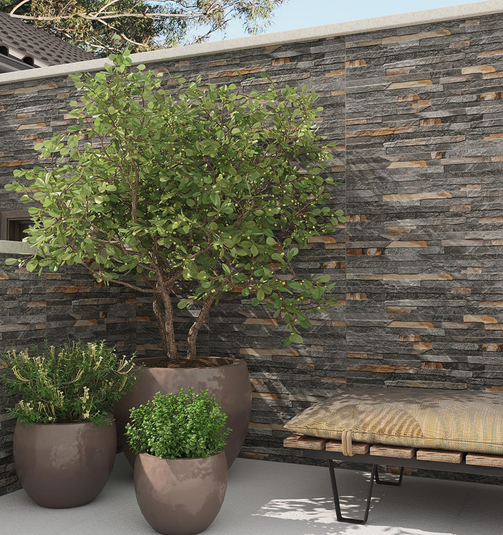 Parede com revestimento decorativo