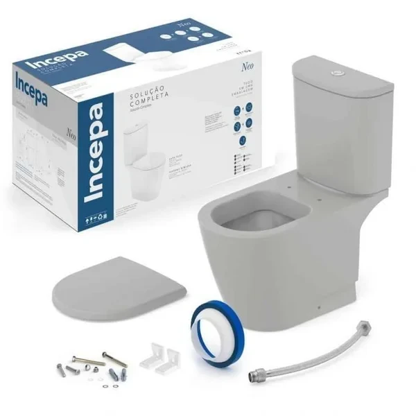 Kit Neo Stone: Bacia com Caixa Acoplada e Itens de Instalacao - Incepa