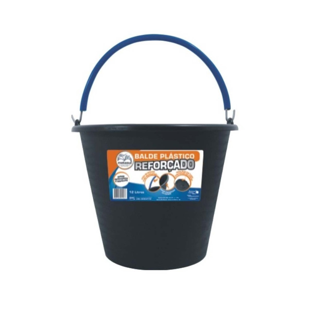 Balde Plastico Metasul Preto - 12lt