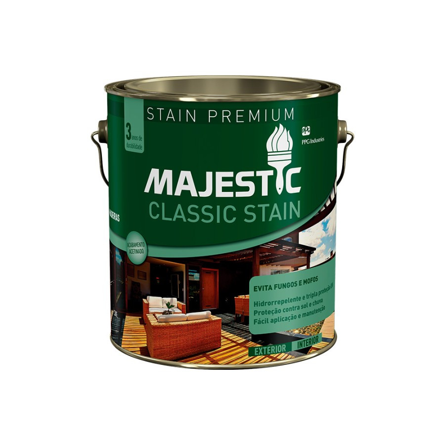 Verniz Majestic Stain Classic Brilhante Incolor - 3,6lt