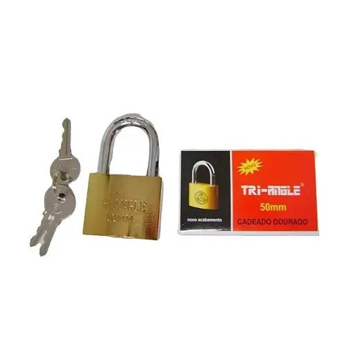 Cadeado 50mm com 3 Chaves Tri-angle Dourado