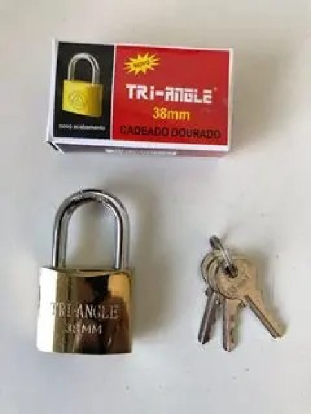 Cadeado 38mm com 3 Chaves Tri-angle Dourado