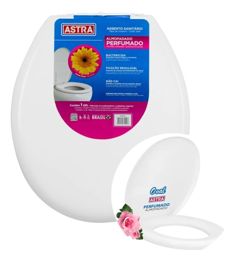 Assento Sanitário Almofadado Oval Perfumado Astra Tpkp