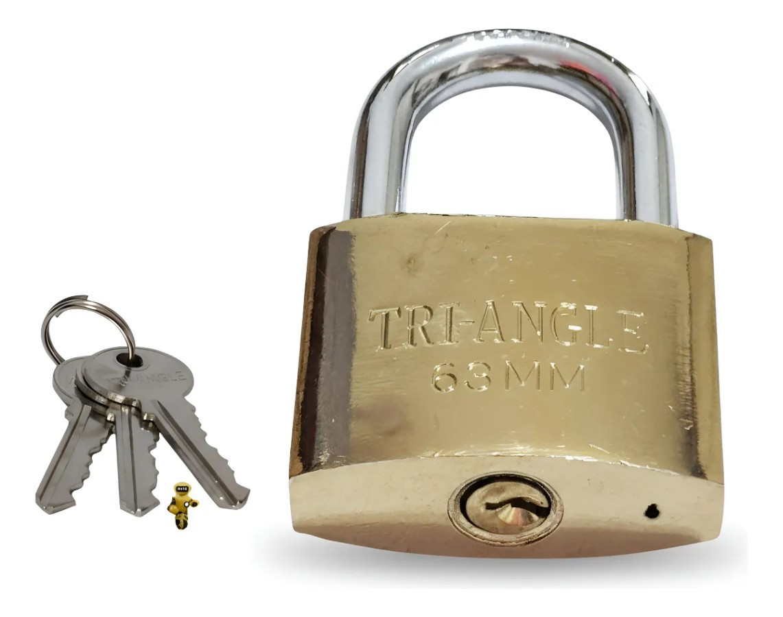 Cadeado 63mm com 3 Chaves Tri-angle Dourado