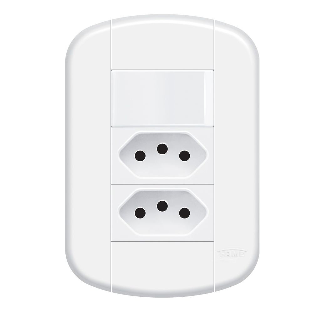 Interruptor Simples com Tomada Dupla 10a Fame - 3927 Blanc