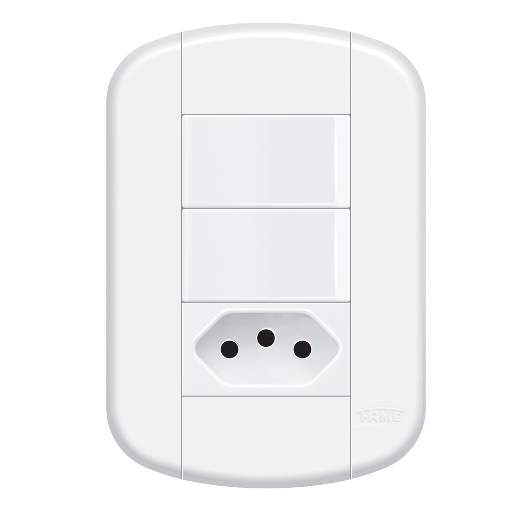 Interruptor Duplo com Tomada 10a Fame - 3929 Blanc