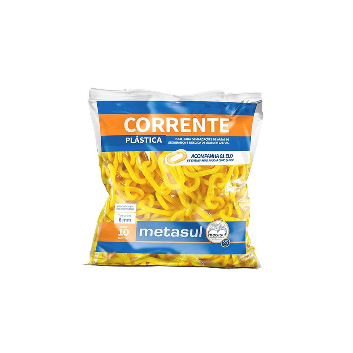 Corrente Plastica 8mm Metasul Amarela