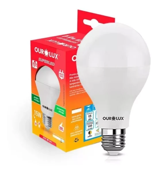 Lampada Superled Alta Potencia 15w Bivolt 6500k Ourolux Luz Branco-frio