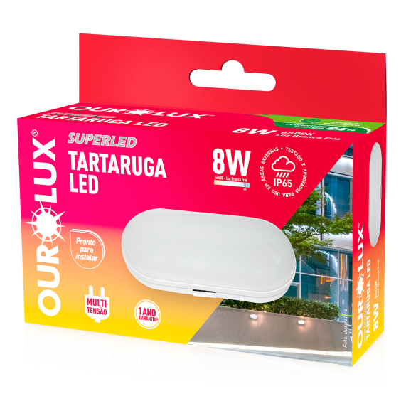 Luminária 8w Led Tartaruga Arandela Sobrepor Bivolt 6500k