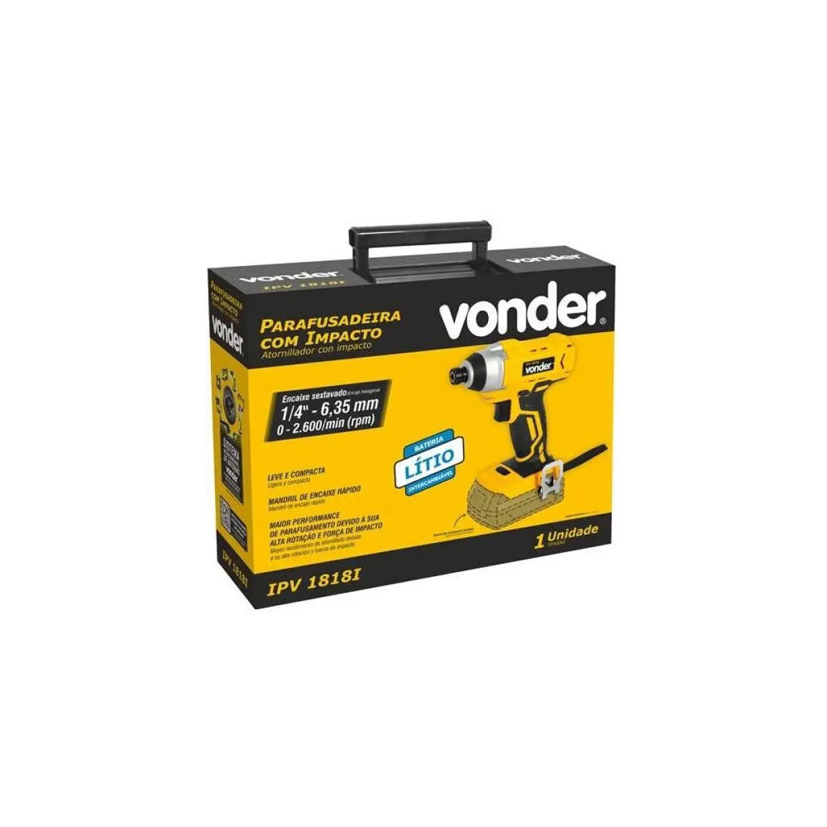Parafusadeira Impacto 18v Sem Bateria 1/4 Ipv 1818i Vonder
