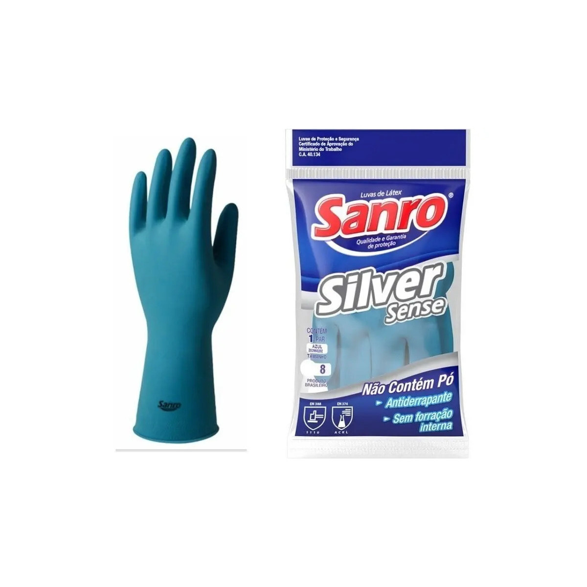 Luva Latex Natural Sanro Silver Sense Antiderrapante Pmg-xg