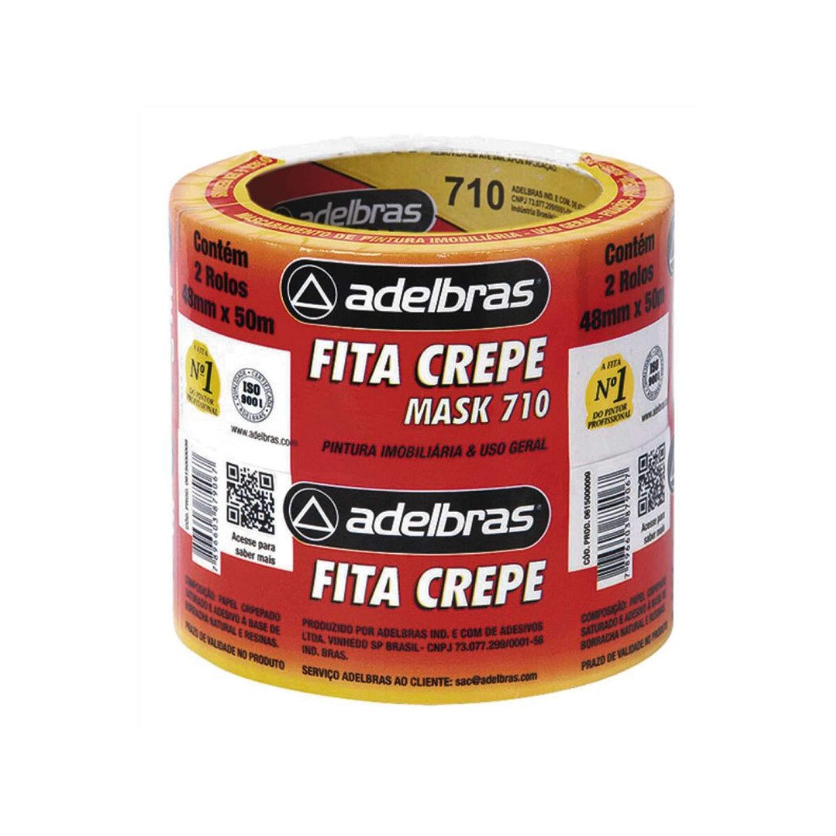 Adelbras Fita Crepe Mask 710 48mm X 50m 2 Unidades Branca