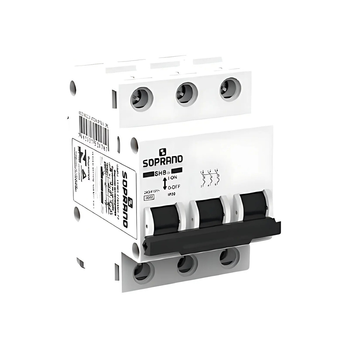 Disjuntor Din Branco Tripolar C 10a 3ka Soprano