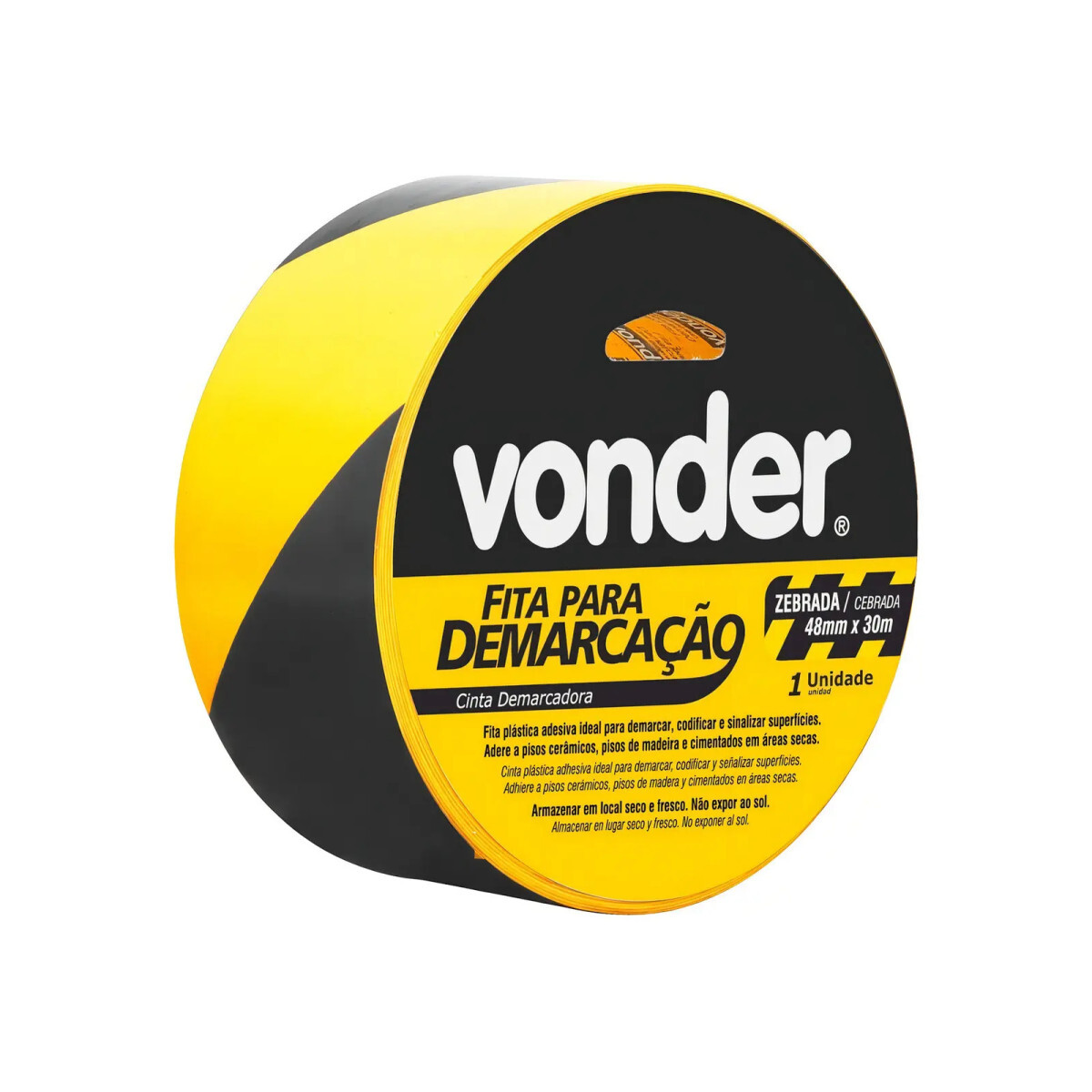 Fita Adesiva para Demarcação Zebrada Vonder 48 Mm X 30 M Cor